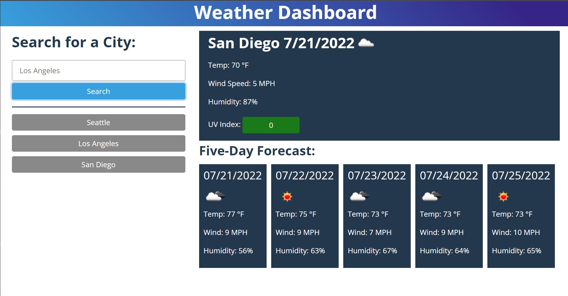 A screenshot of a weather forecasting app.